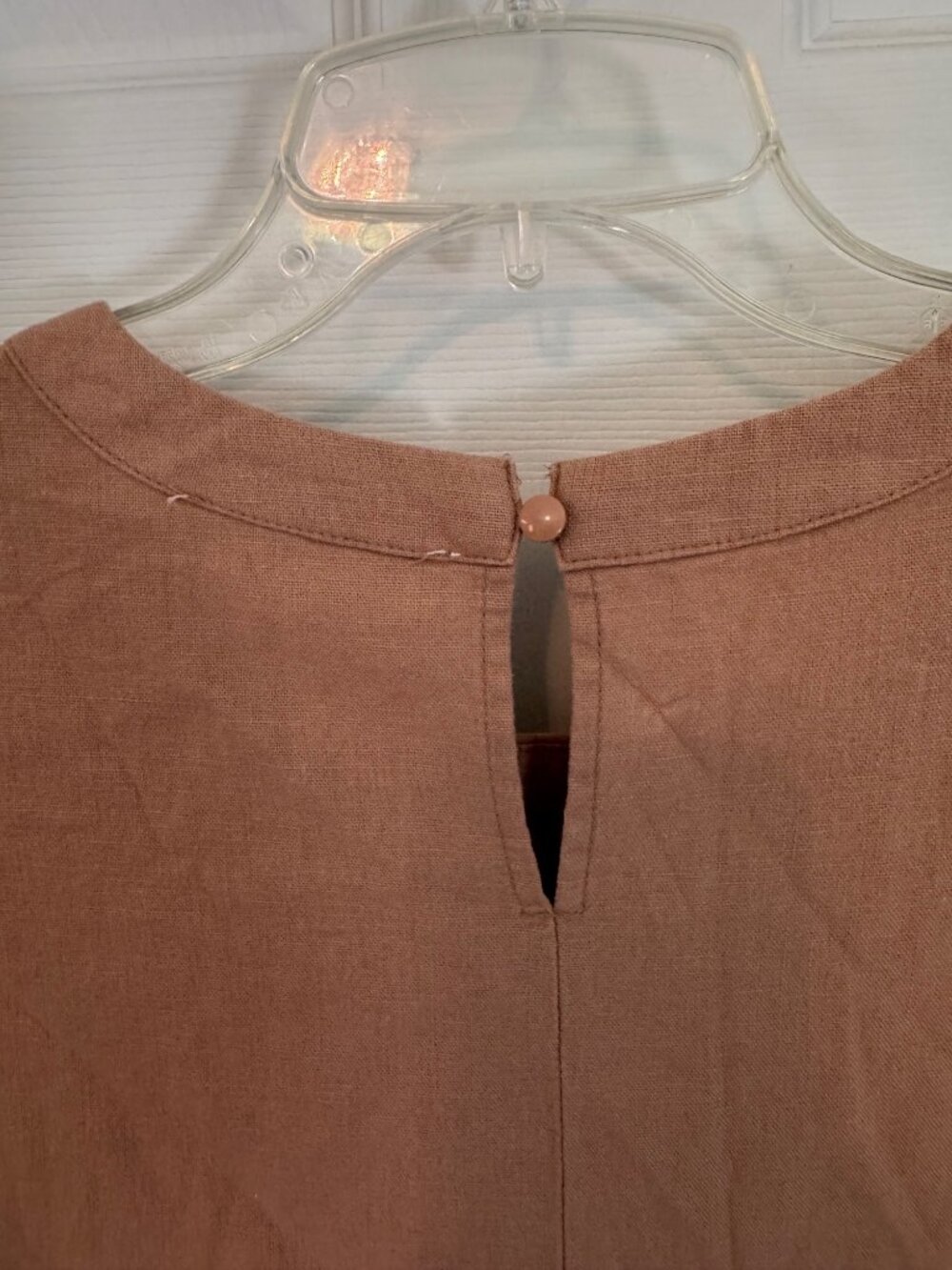 Adyson Parker Linen Blend Cap Sleeve Brown Baby Doll Mini Dress Size Medium - Picture 8 of 11